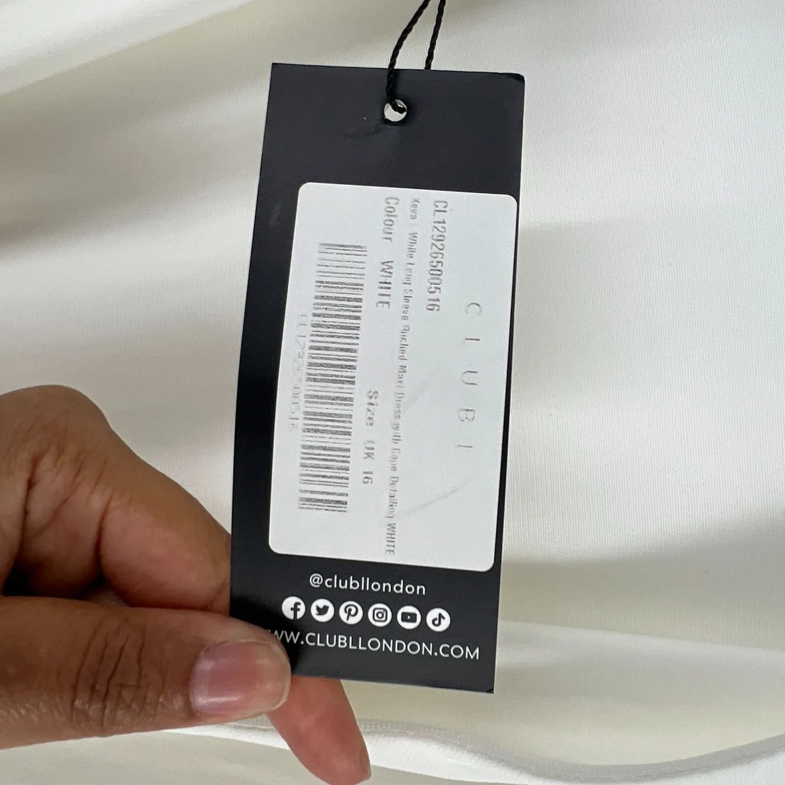 Club L London Keva Ruched Maxi Dress Womens 14 White Batwing Back Zip Party - Image 10