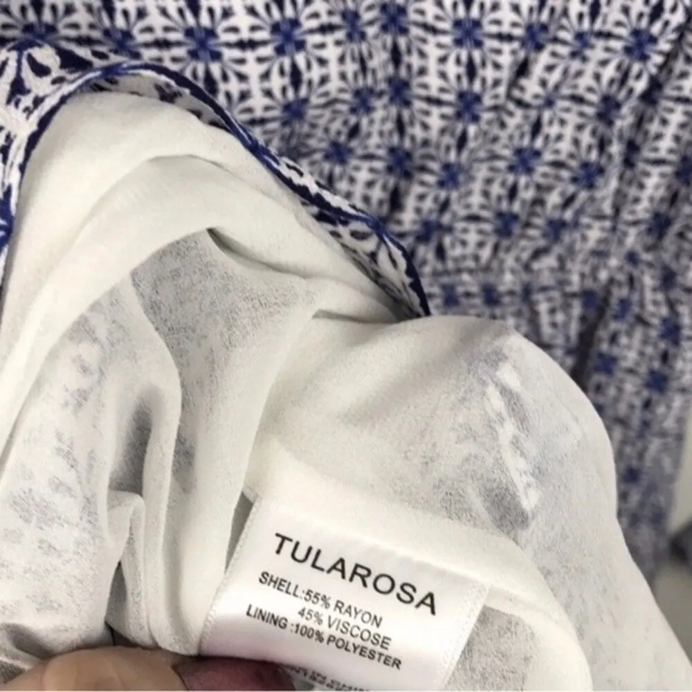 TULAROSA X REVOLVE Long Sleeve Blue White Ruffled Mini Dress - Image 8