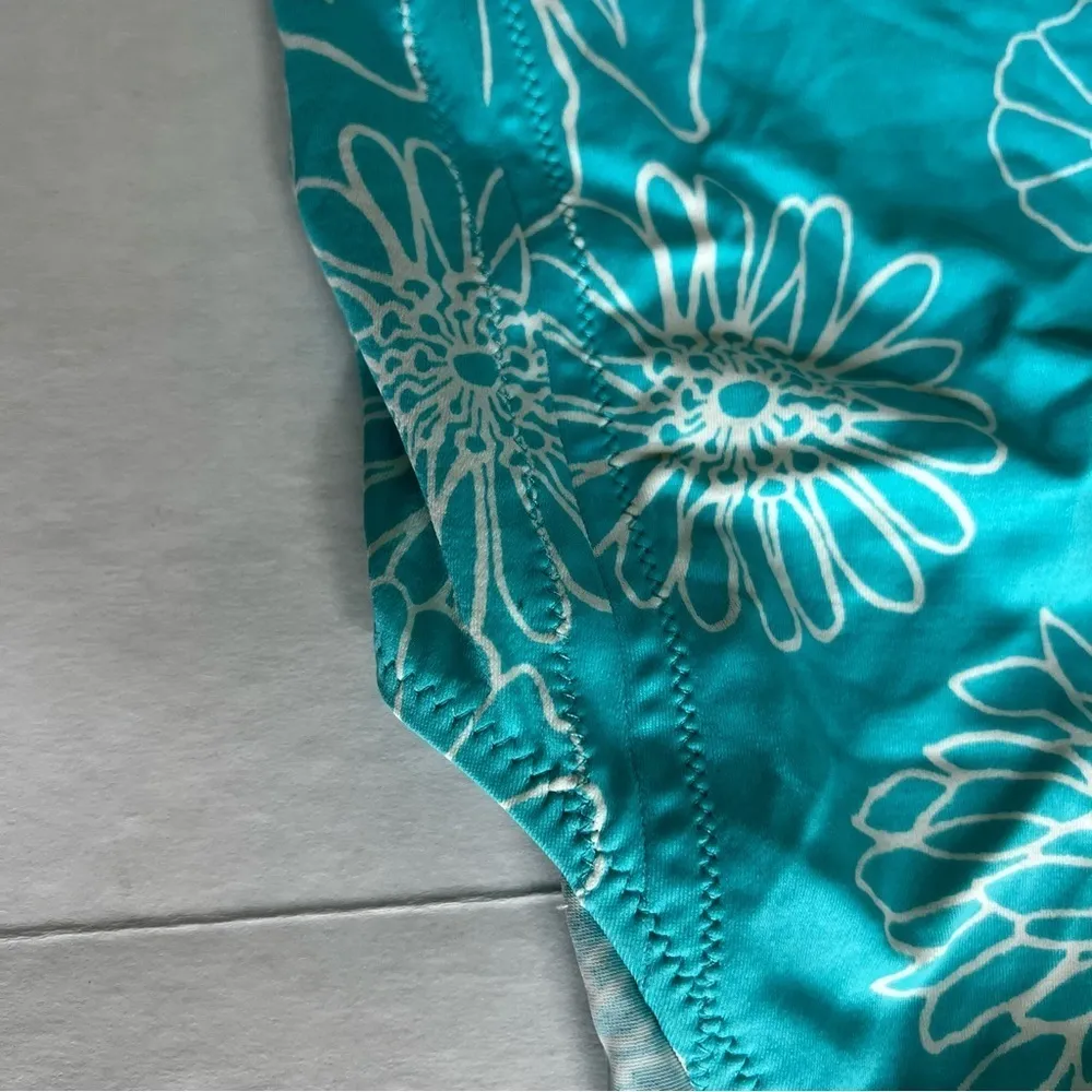 Y2k 90’s Victoria’s Secret floral one piece swimsuit turquoise & white size 10 - Image 3