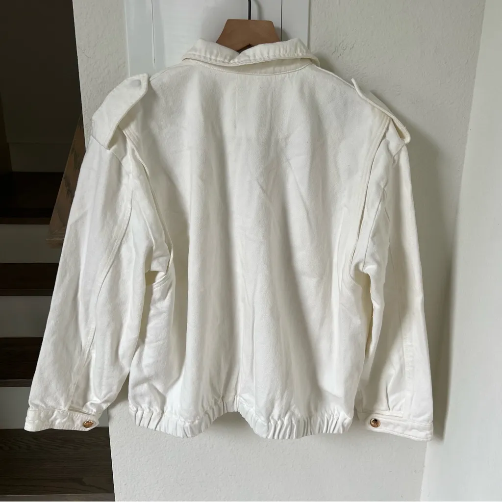 Anine Bing Audrey Denim Jacket Jean Jacket in White - Image 7