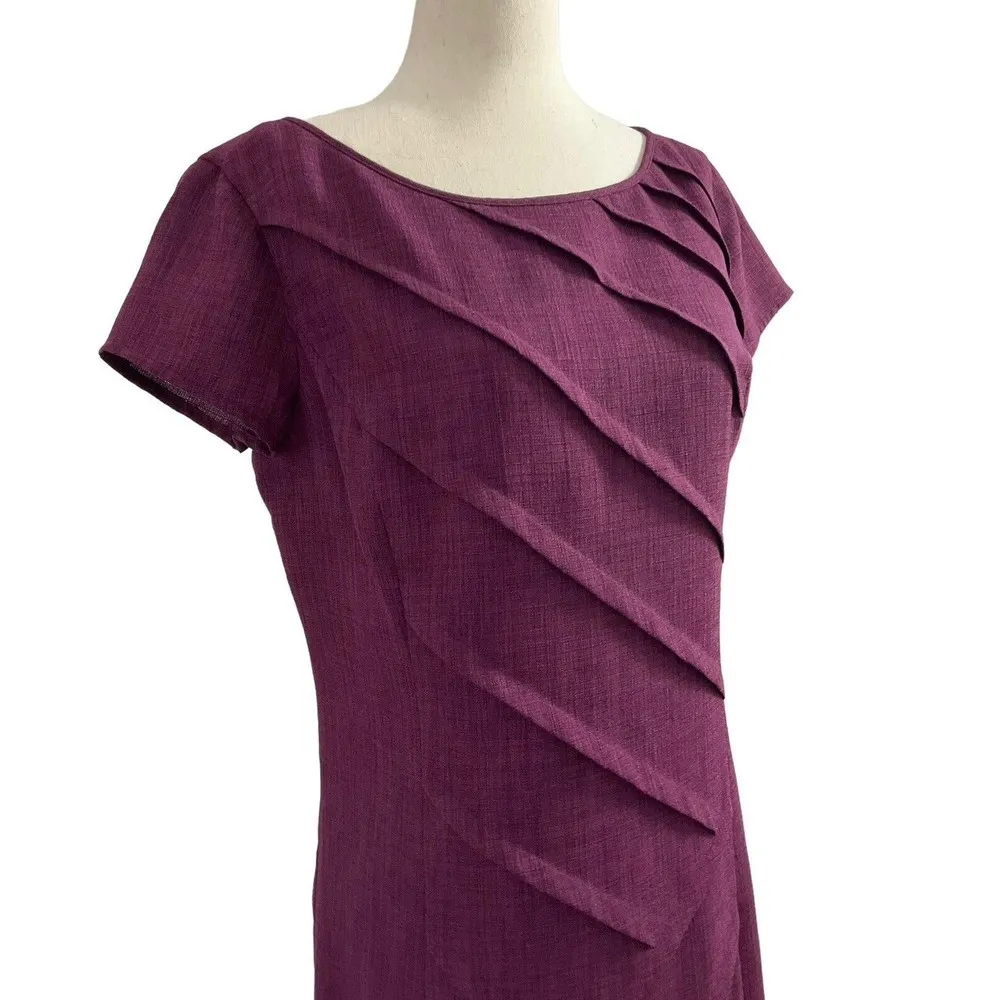 ELLEN TRACY Women Size 4 Purple Short Sleeve Sheath Dress 15-142 - Image 3