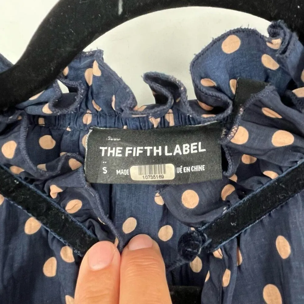 The Fifth Label Women Long Sleeve Atlanta Polka Dot Ruffle Mini Dress Blue Small - Image 5