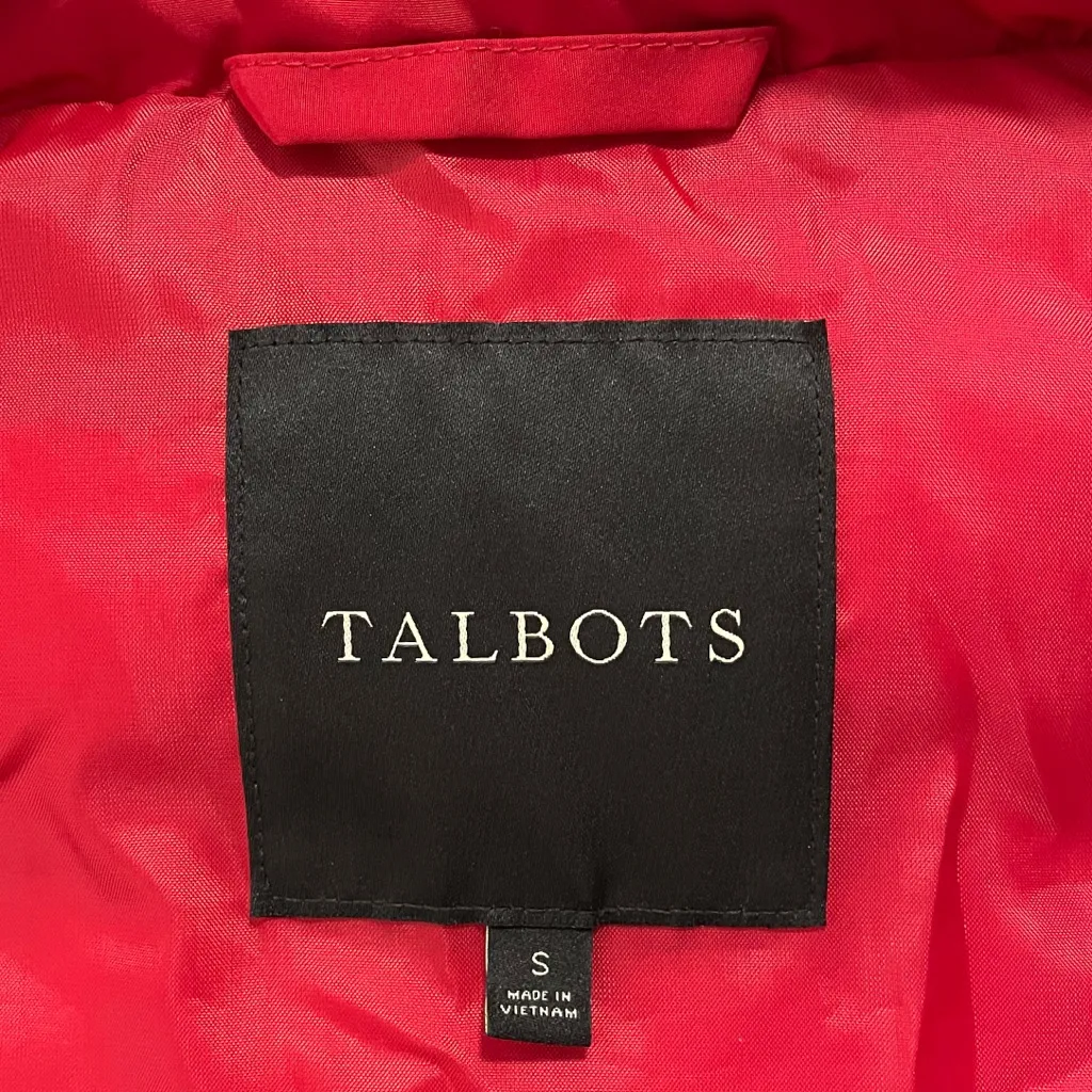 Talbots Red Puffer Sleeveless Zip Up Vest Small Duck Down Feathers Pockets - Image 7