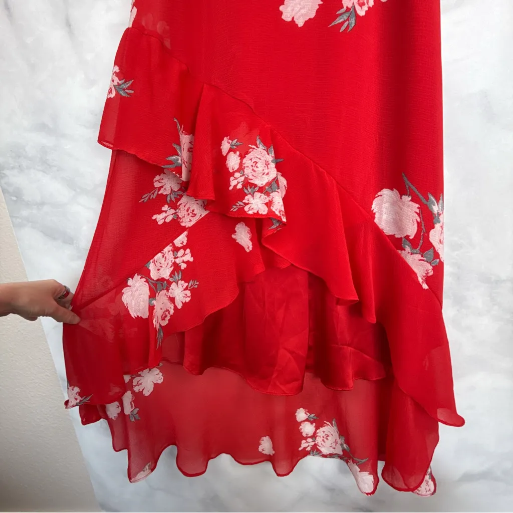 NWT Lulus Love in Bloom Floral High Low Midi Maxi Off the Shoulder Dress Red S - Image 6
