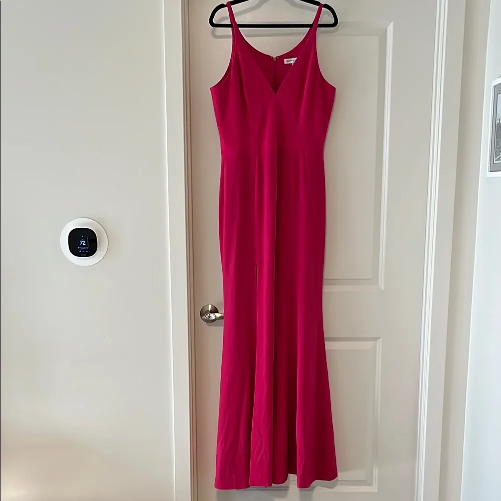 DRESS THE POPULATION Iris Slit Crepe Gown, Bright Fuchsia, Size XXL - Image 3