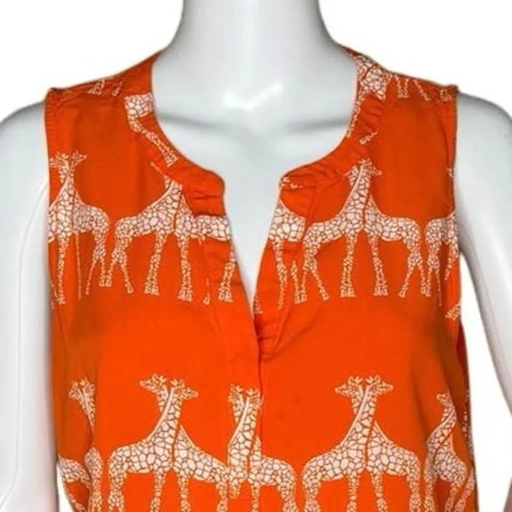 Crown & Ivy Shirt Womens Large Orange Blue Giraffe Print Safari Colorful Novelty - Image 5