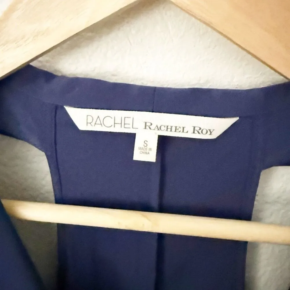 RACHEL ROY | Ruffle Front Black Elastic Waist Navy Blue Dress Racer Back | Small - Image 4