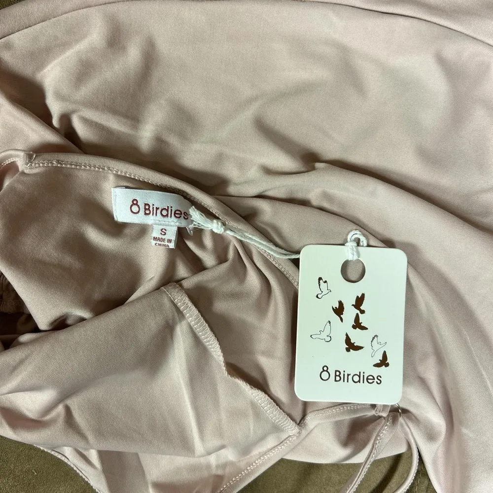 NWT 8 Birdies Boutique Brand Ruched Baby Pink Mini Dress with open back size S - Image 7