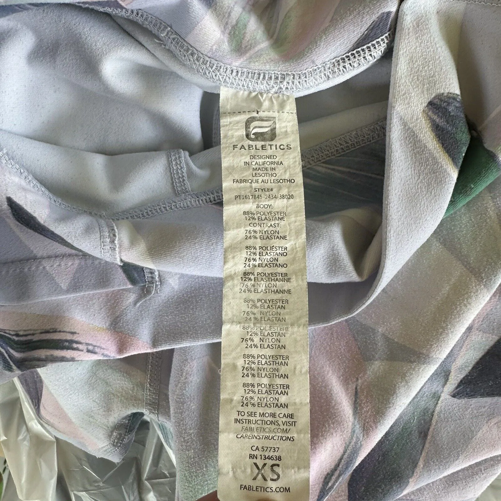 Fabletics Pastel Leaf Print Leggings Size XS - Image 8