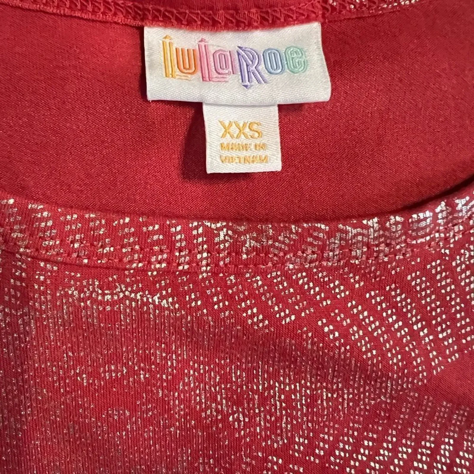 LulaRoe Carly Elegant Collection Swing Dress Red & Gold Sz XXS - Image 6