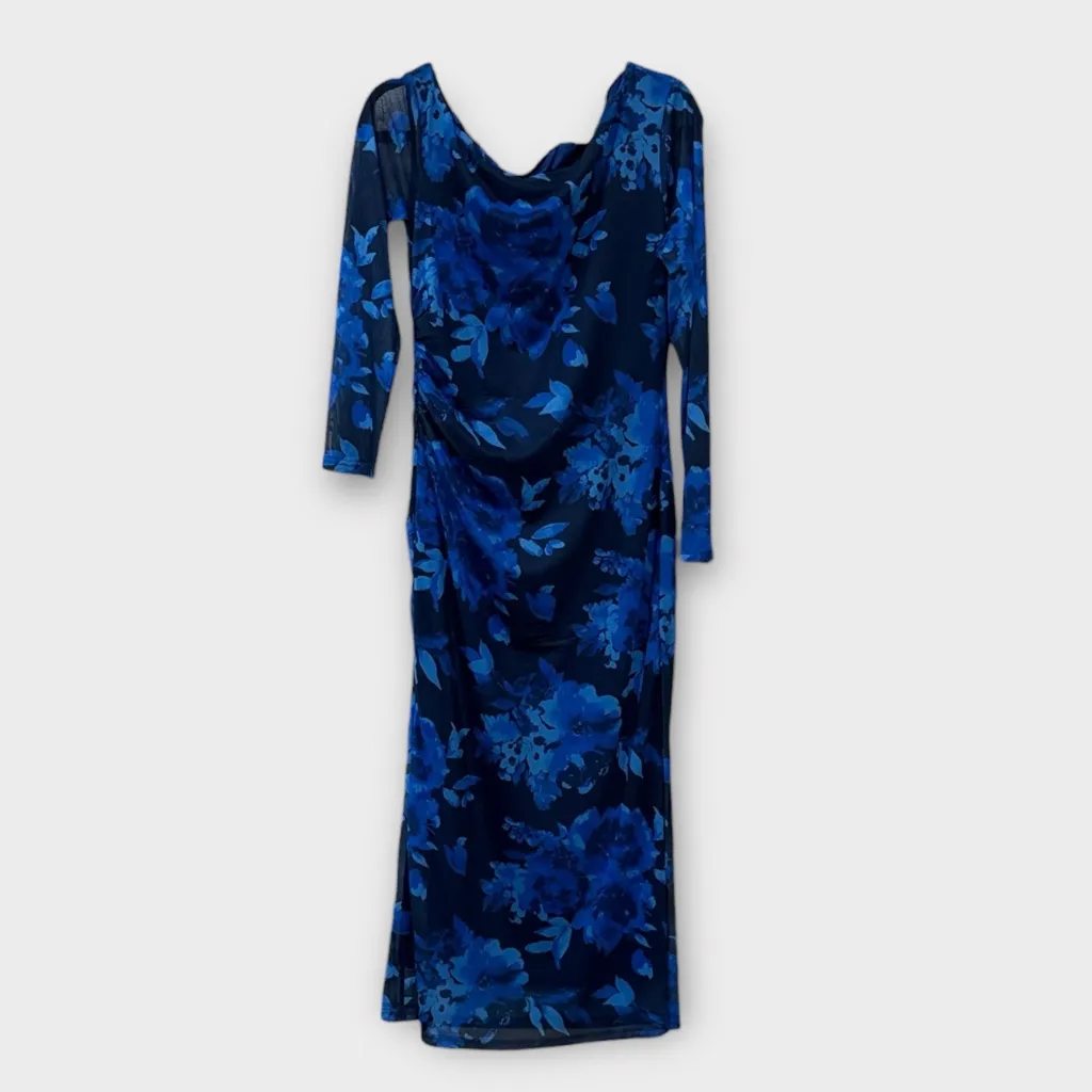 ZESICA Blue Floral Bodycon Dress Size L Size L - Image 3