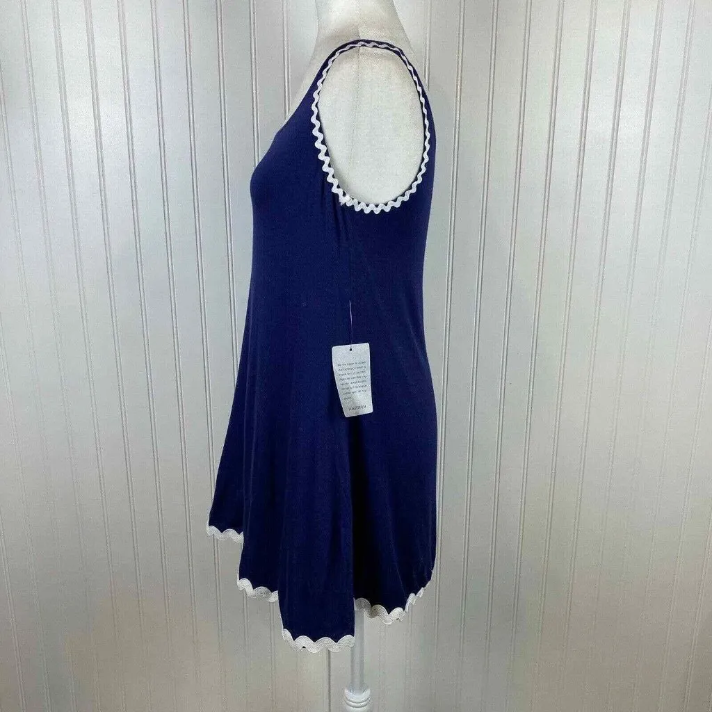 Vanity Room Sleep Dress Womens Small Navy Ric Rac Trim‎ NEW - Image 3