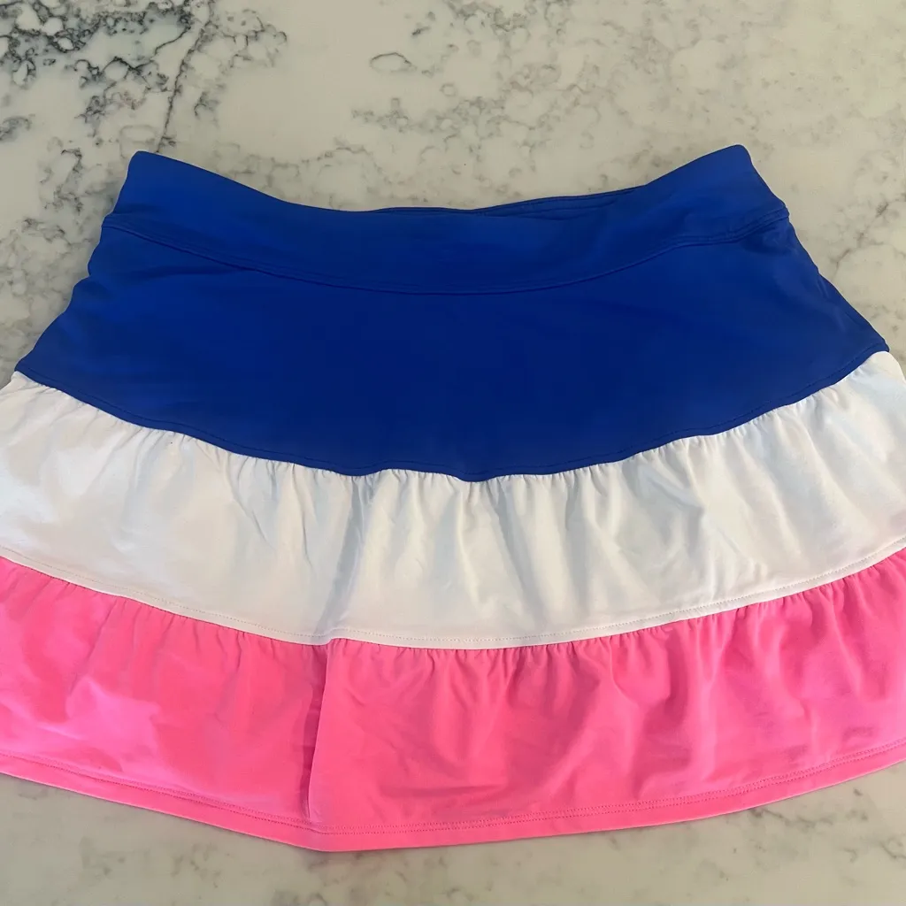 Lilly Pulitzer skort Peachy Blue Grotto Colorblock Luxletic Small UPF 50+ EUC - Image 6