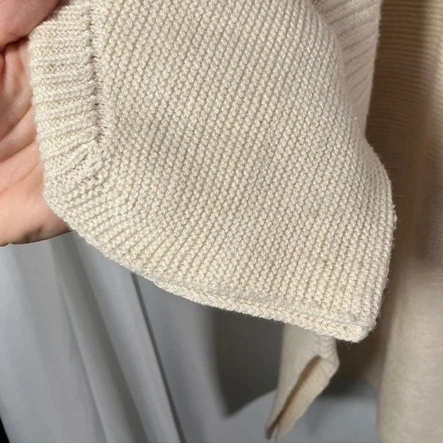 KERISMA Women's Beige Mock Neck Dolman Sleeve Knit Sweater One Size Poncho - Image 5