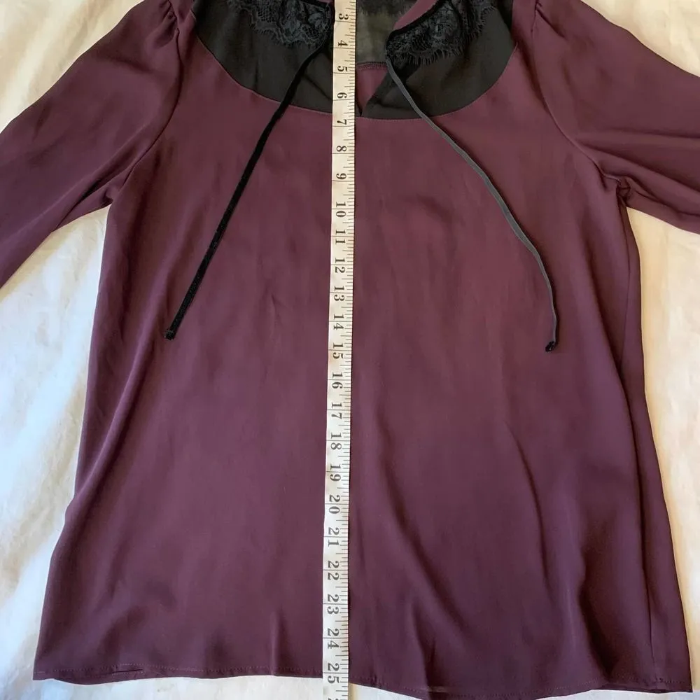 Karl Lagerfeld Paris Women's Purple Lace Collar Blouse Size XS - Image 6