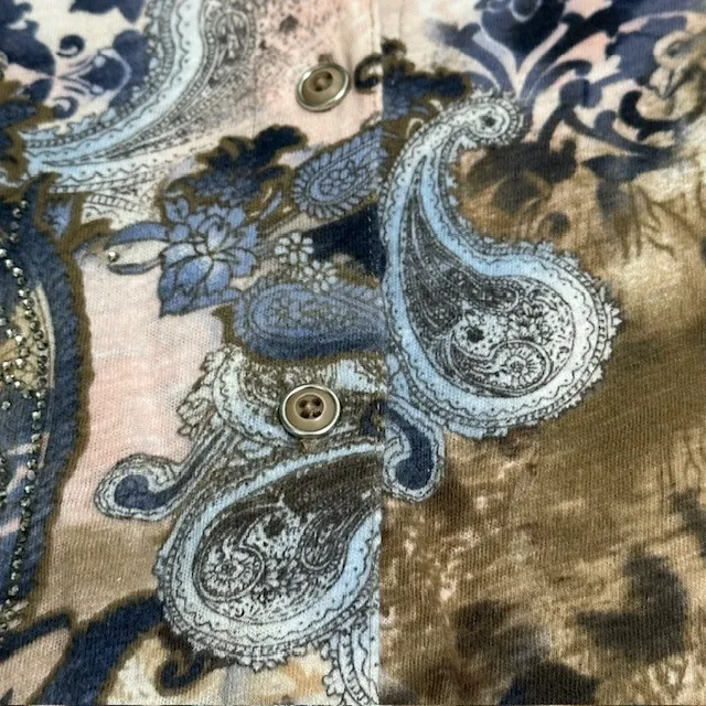 Soft Surroundings Paisley‎ Leopard Print Button Down Long Sleeve Top Sz Med - Image 8