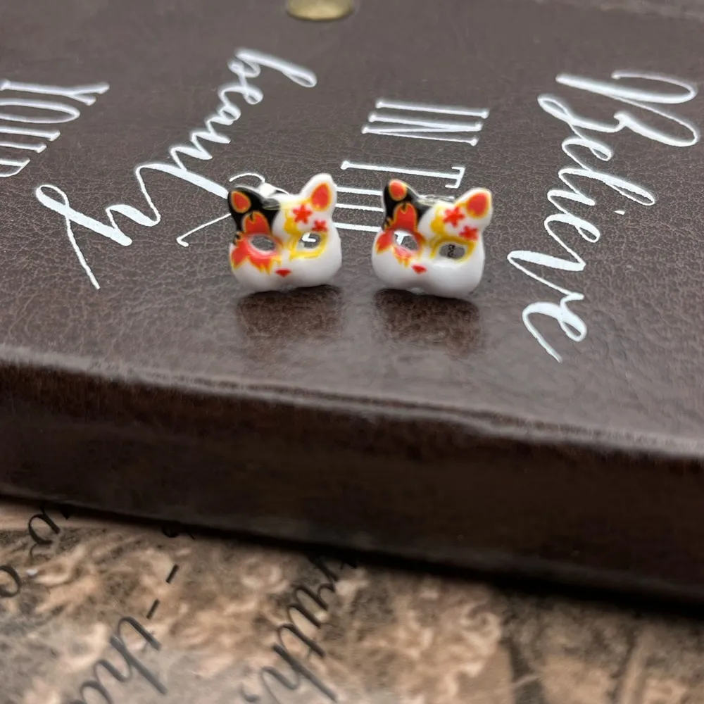 Kawaii Masquerade Kitty Cat Stud Earrings - Image 2