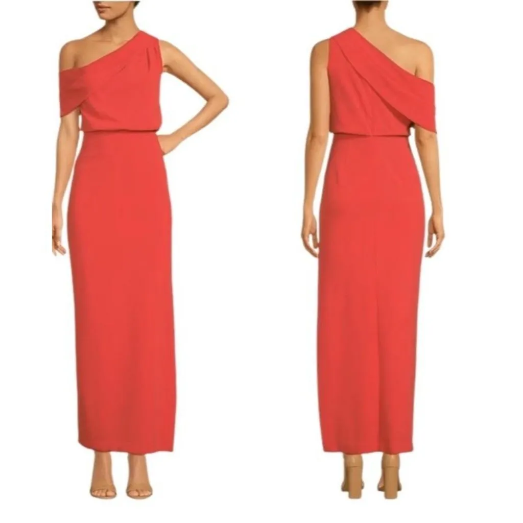 Belle Badgley Mischka Raya One Shoulder Draped Side Slit Maxi Dress Size 6 - Image 2