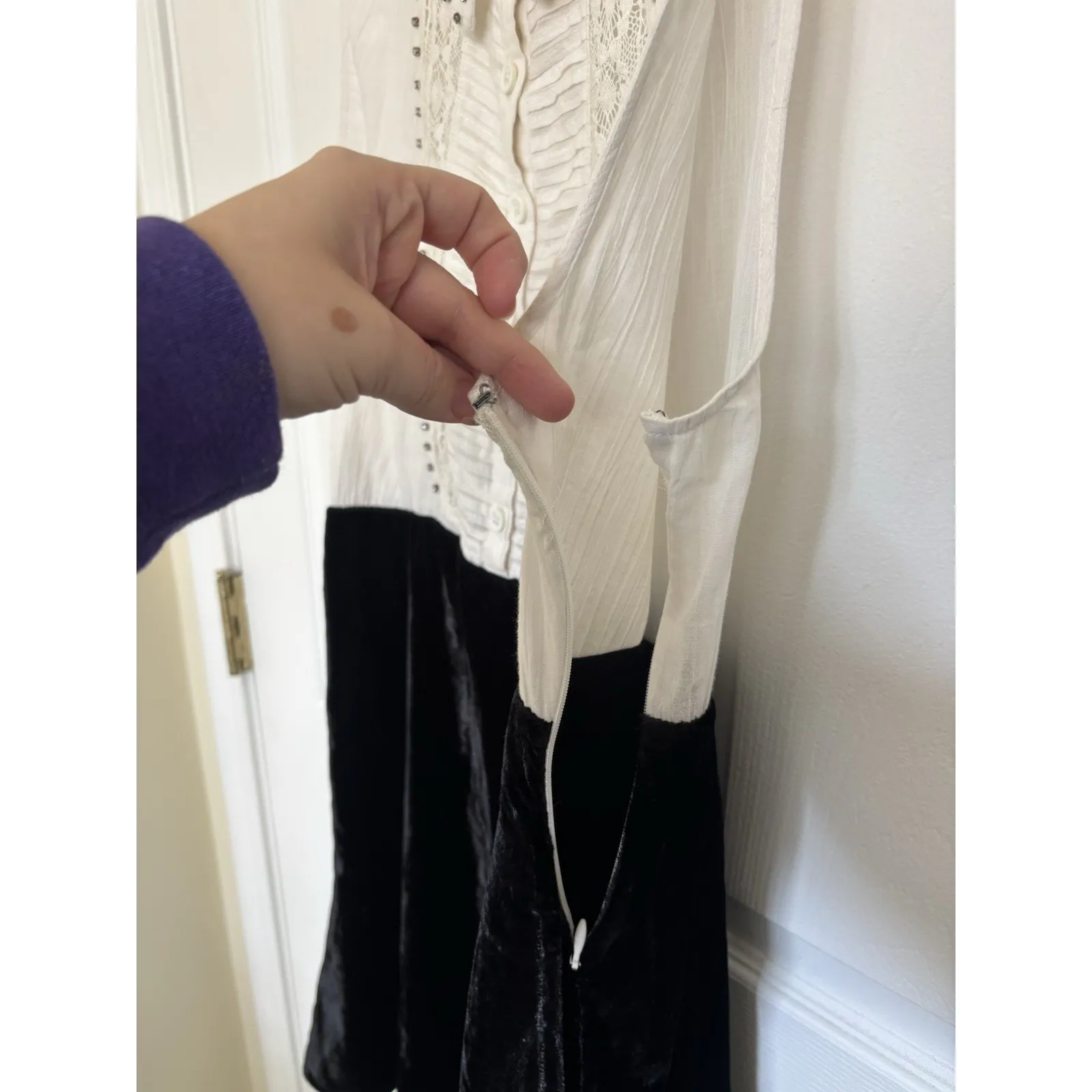 NWOT Free People Crushed Velvet Sheer Mini Dress Size 6 Whimsigoth Fairy Grunge - Image 6