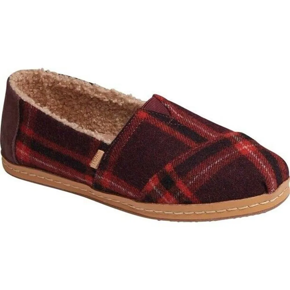 Toms Alpargata Leather Wrap Barn Red Plaid Women Size 9 New NIB $65 Lined - Image 2
