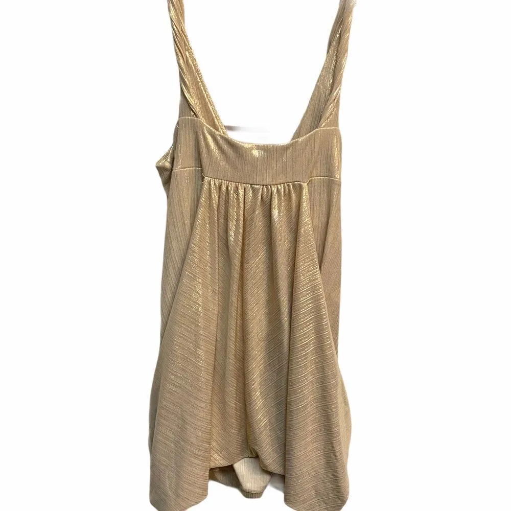 Bebe Gold Shimmer Chain Link sleeveless Top Gold Size M - Image 5