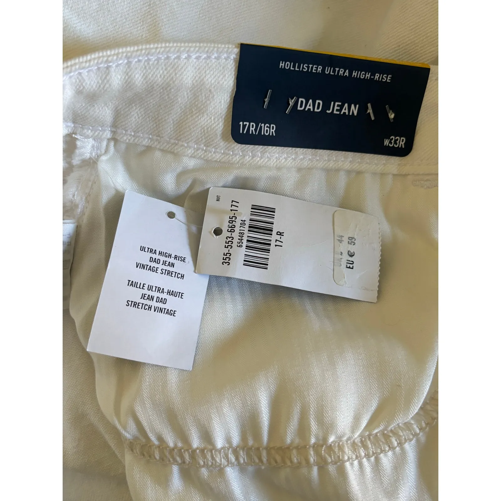 NWT Hollister White Distressed Ultra High Rise Dad Jeans Sz 33  - Image 8