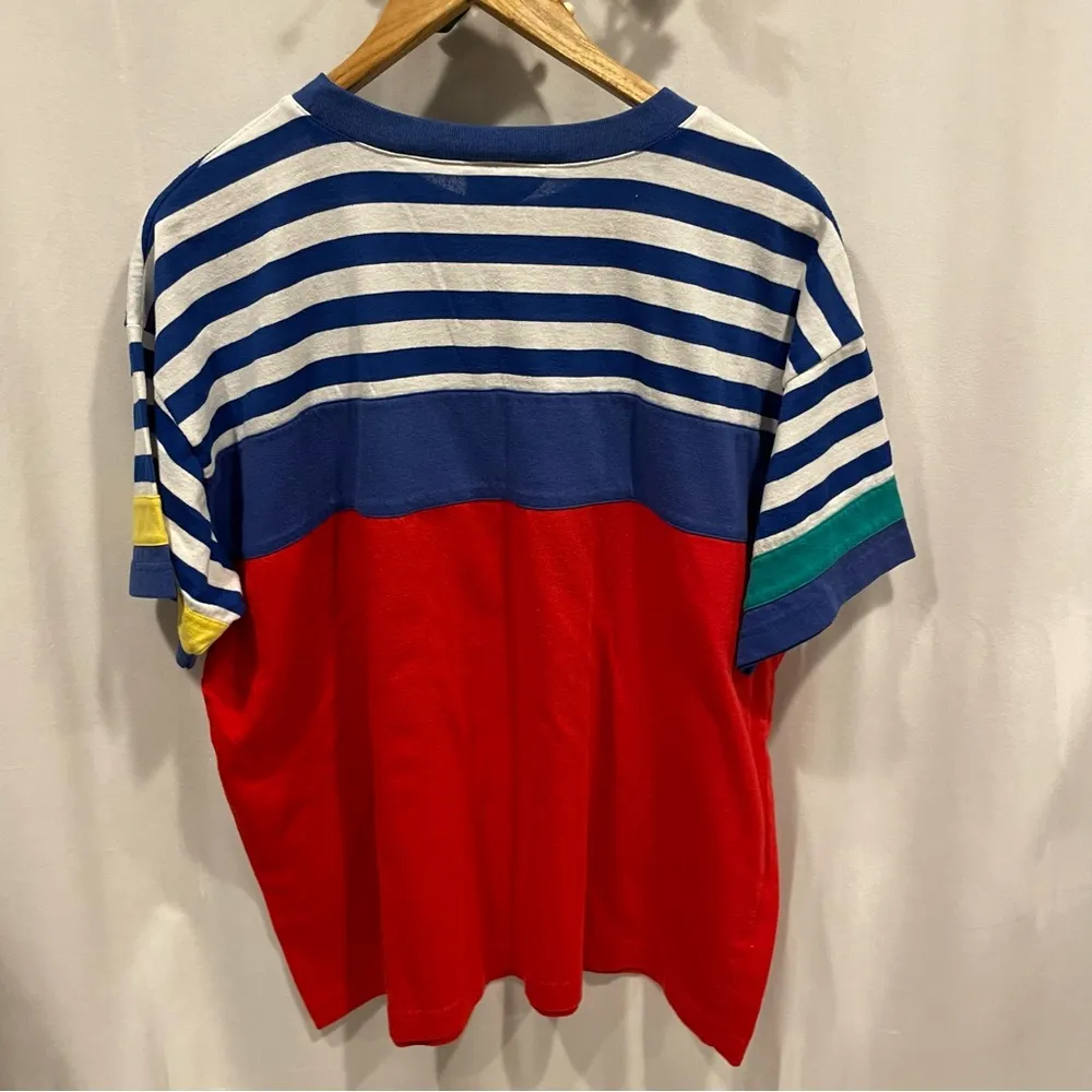 Groovy 80’s striped color blocked oversized cotton t - Image 2
