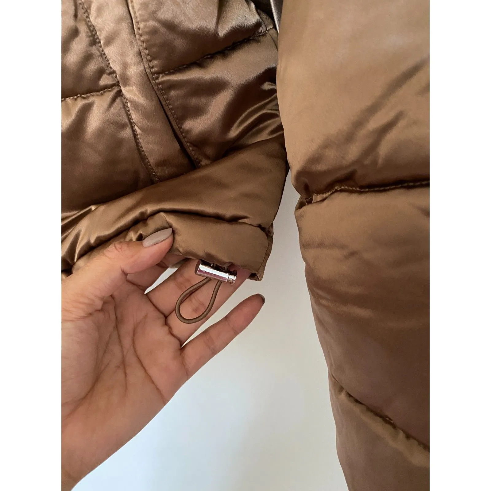 Seven For All Mankind Bronze Puffer Oversized Cropped Adjustable Waist Jacket XS - Image 8