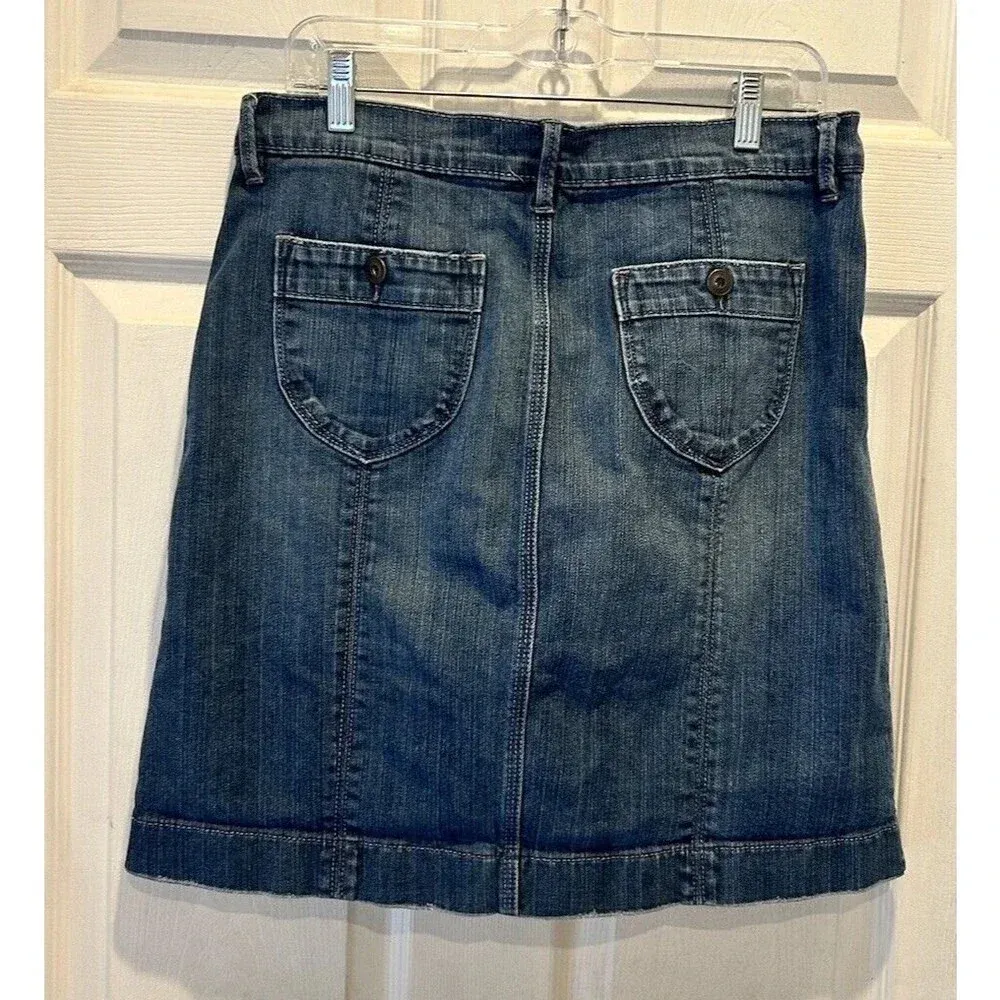 Old Navy Denim Jean Skirt Pockets Front‎ Pleat Women’s Size 8 - Image 6
