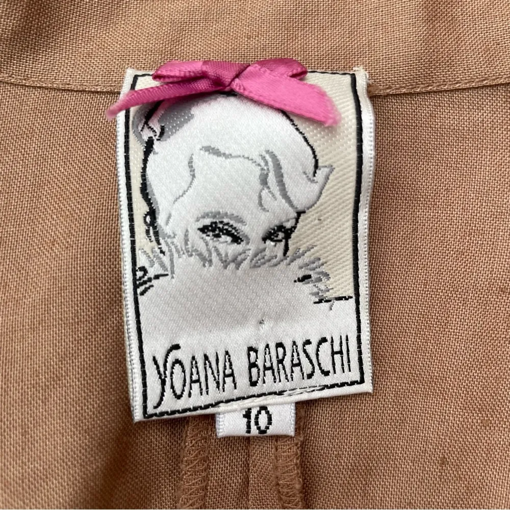 Vintage Tan Linen Bohemian Floral lace Cut Out Blazer Jacket Size 10 - Image 6