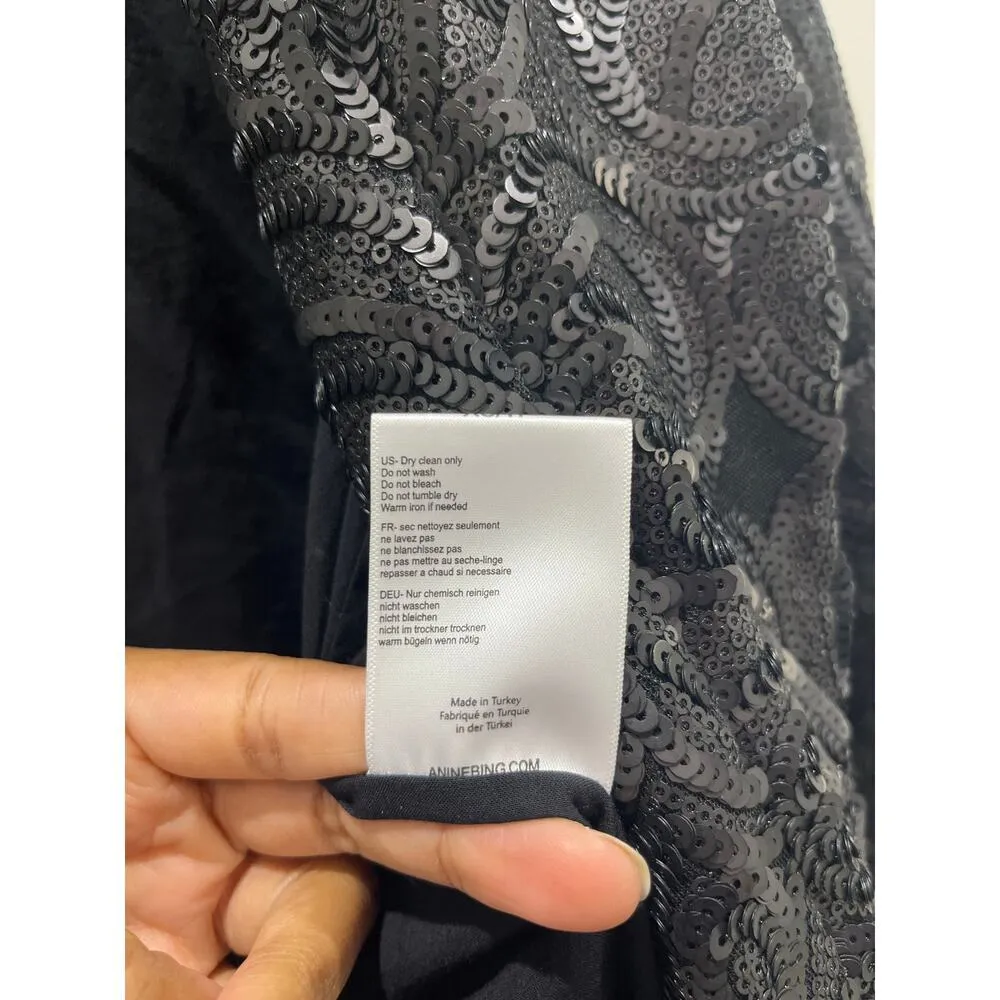 Anine Bing Black Sequin Jacket Sz XS - Image 6
