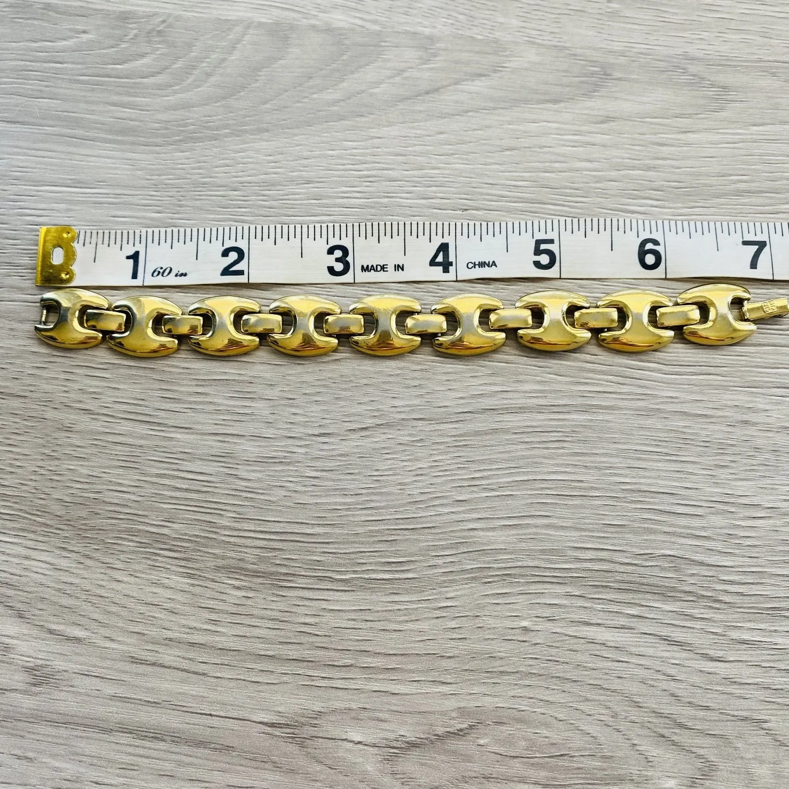 GIVENCHY Vintage Puffed Anchor Mariner Chain Link Gold Plated Bracelet 7” Luxe - Image 6