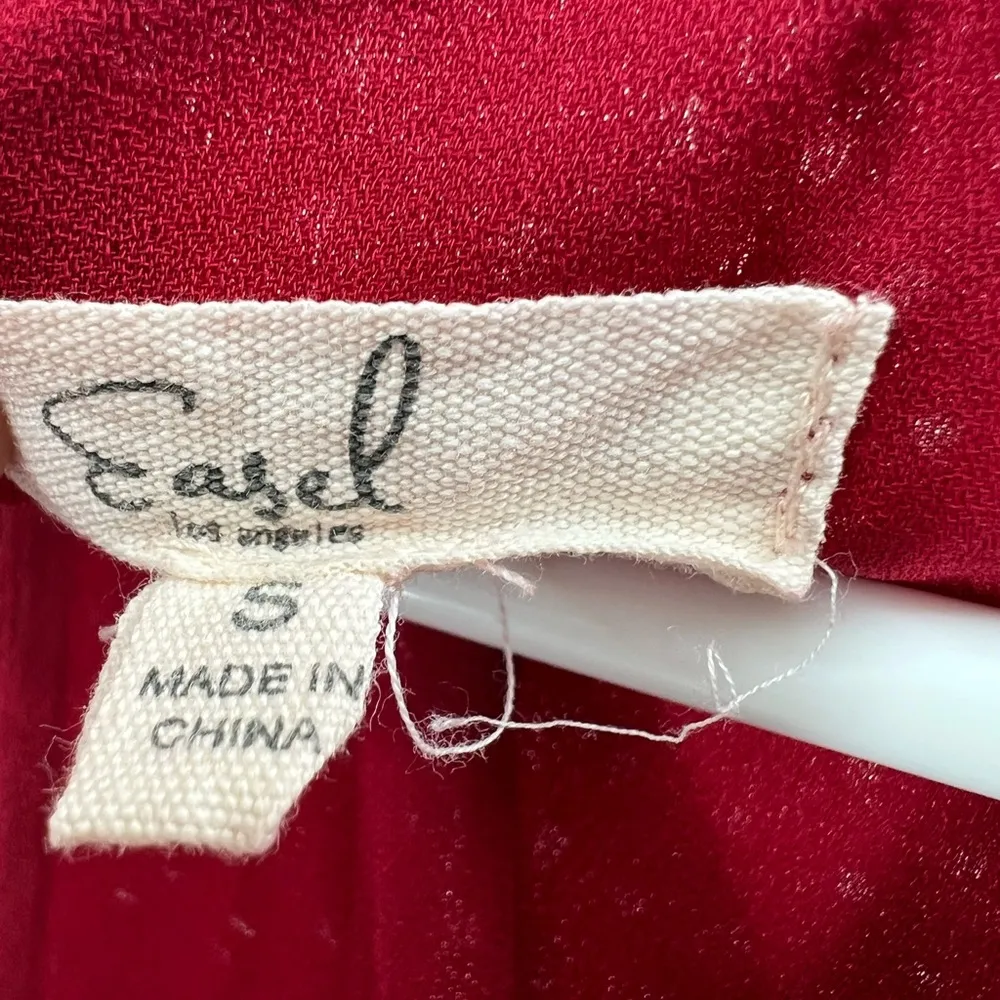 Easel S red tiered polka dot 3/4 sleeve dress casual lightweight flirty holiday - Image 6