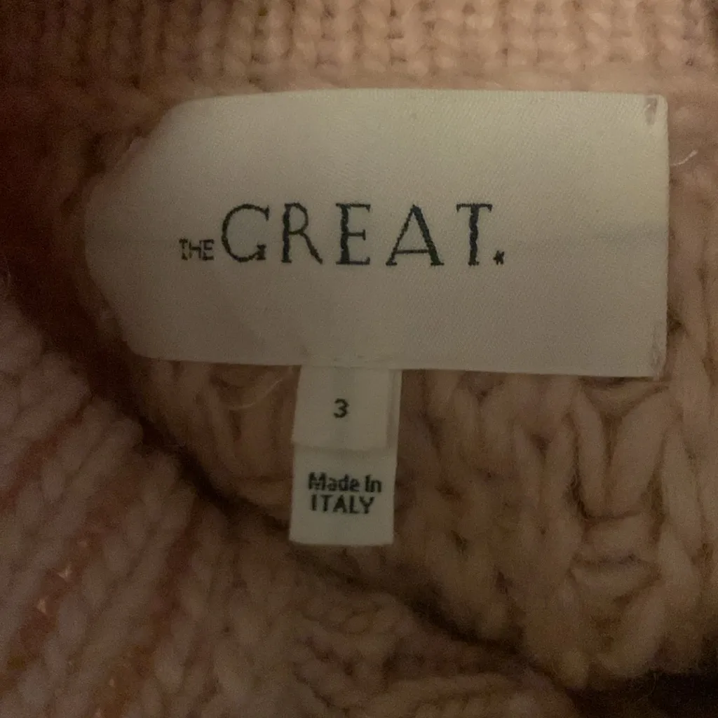 The Great. The Cozy Cable Pullover Sweater in Pale Blush Size Large Wool Blend Pink - Image 12