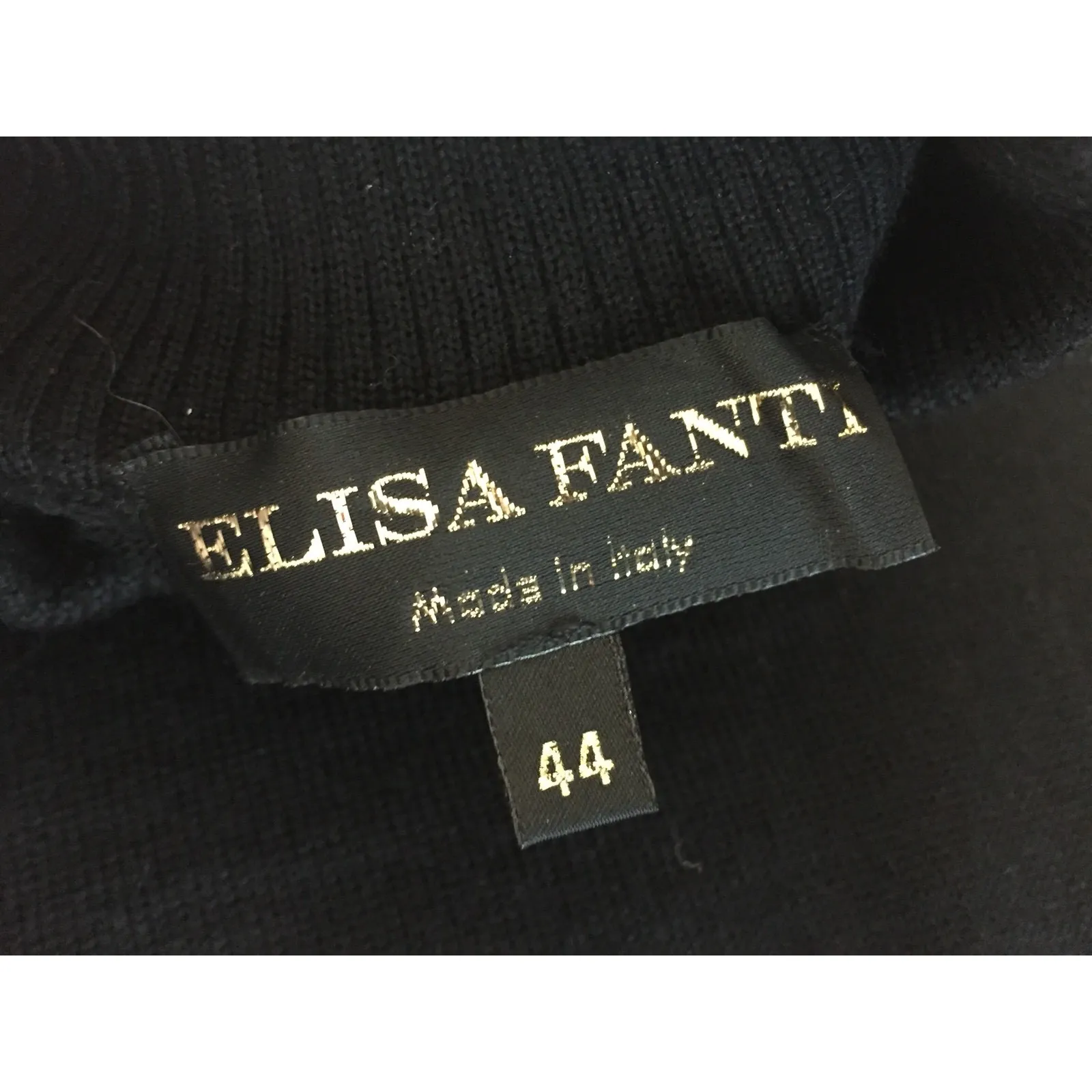 #24 Women's Elisa Fanti Black Wool Sweater Velvet Bow, Sz: It 44 - Image 3
