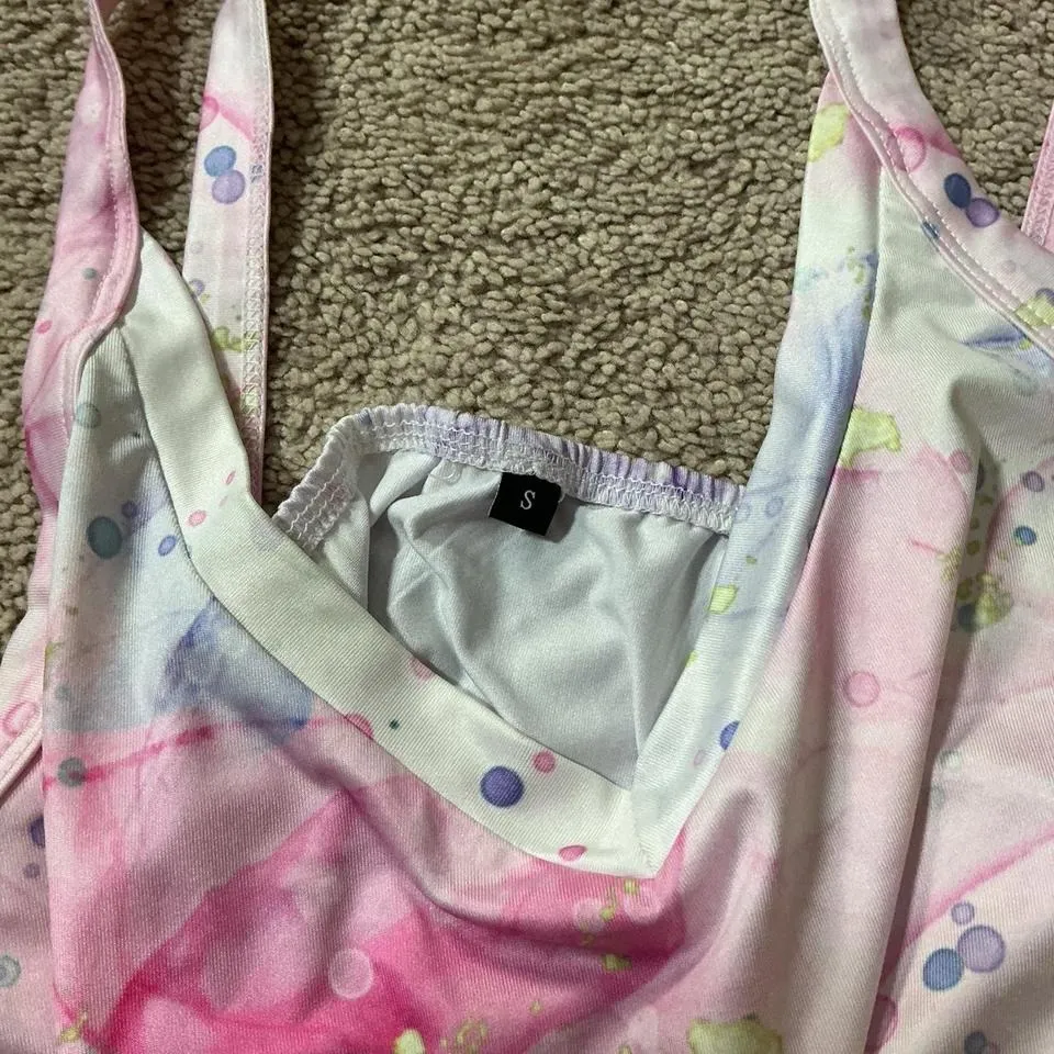 Abstract Marble Pink Purple Tank Top Women's Size S V - Image 6