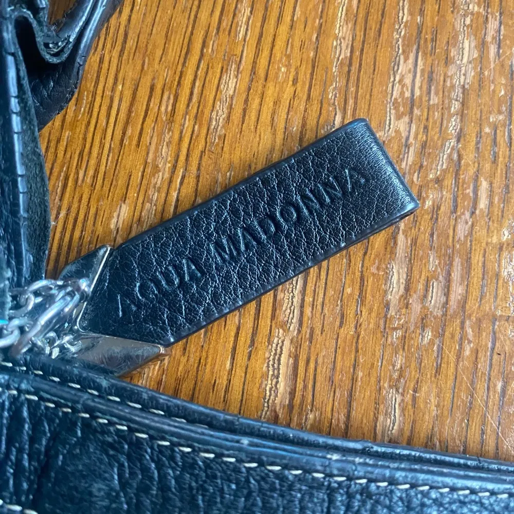 Boho Aqua Madonna Leather Animal Print Fringe Black Crossbody Bag - Image 2