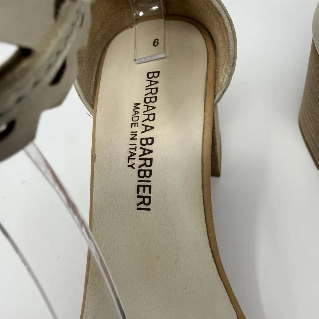 Barbara Barbieri Leather Open Toe Sandal Heels Womens 6 White Anthropologie NWOT - Image 5