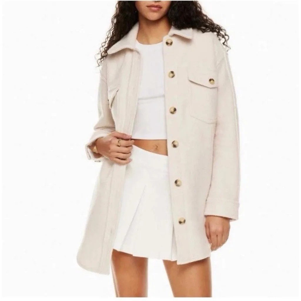 Wilfred Free Ganna Merino Wool Cream Shacket Jacket Shirt Birch Women’s Medium - Image 3