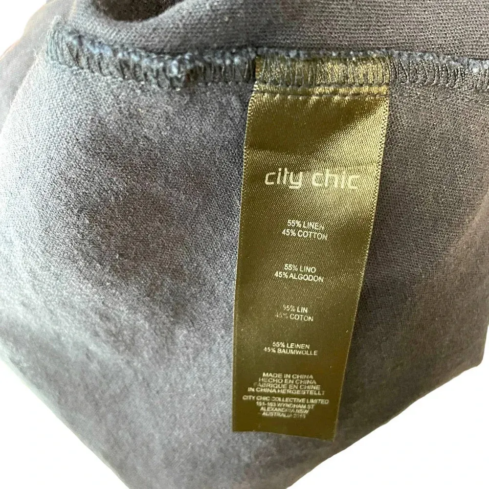City Chic Shirt Detail Sleeveless Dress Navy Blue Linen Blend‎ Plus Size 20 - Image 10