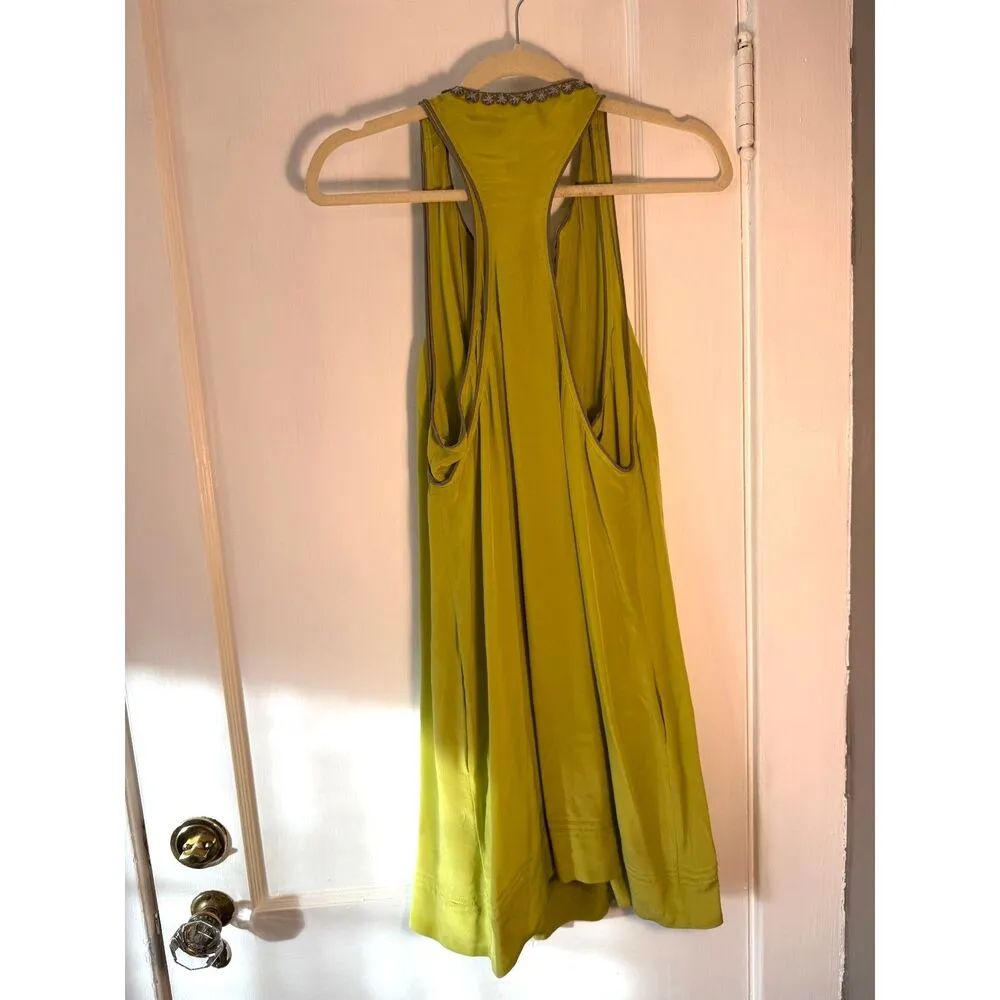 BCBGMaxazria 100% Silk Green Embroidered Dress - Image 2