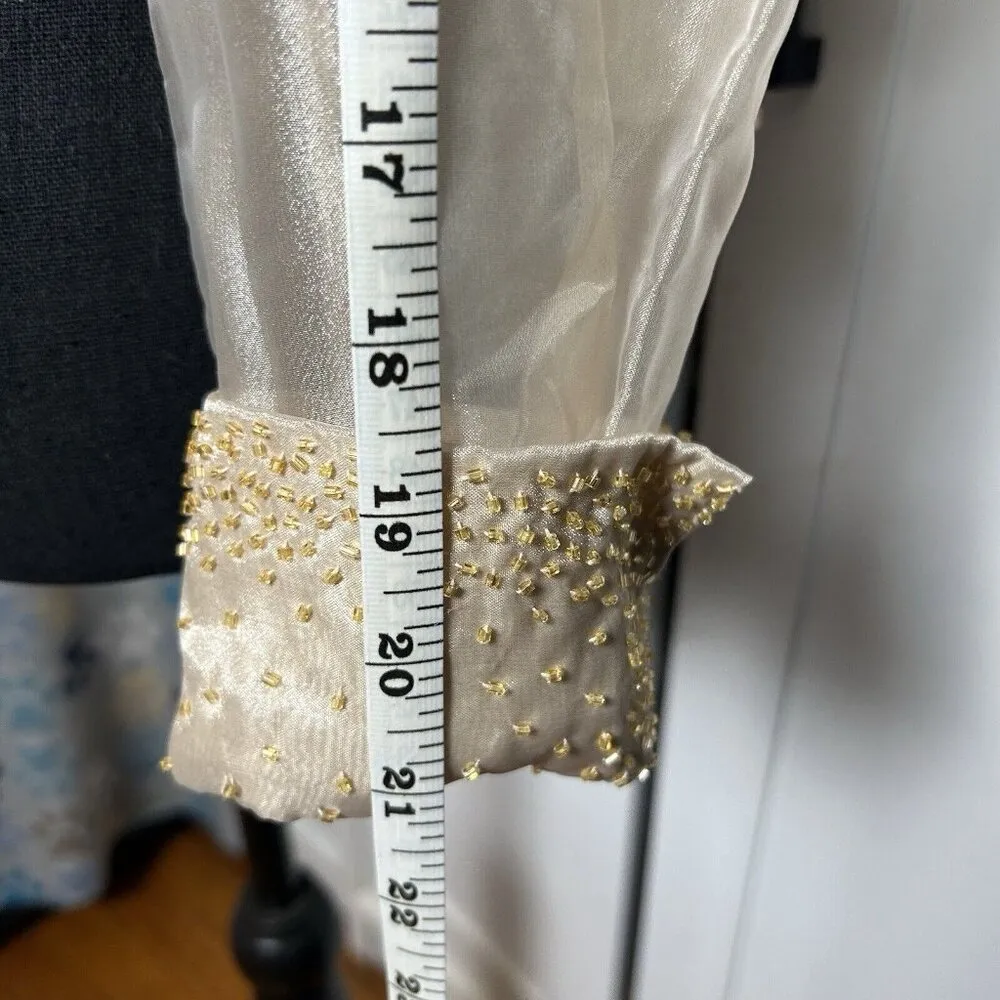 Ronni Nicole Women’s Dressy‎ Vintage Cross Over sheer Champagne Color blouse - Image 9