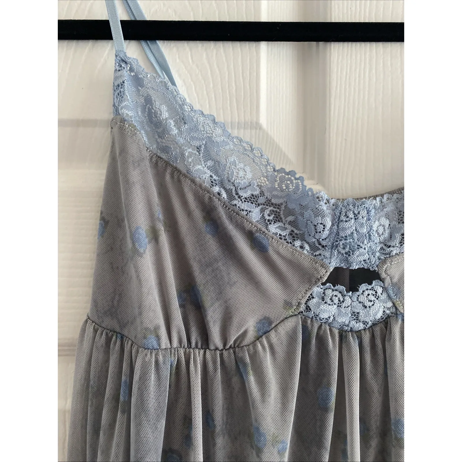 Out From Under Womens Small Urban Outfitters Navy Floral Corset Babydoll Chemise - Image 3