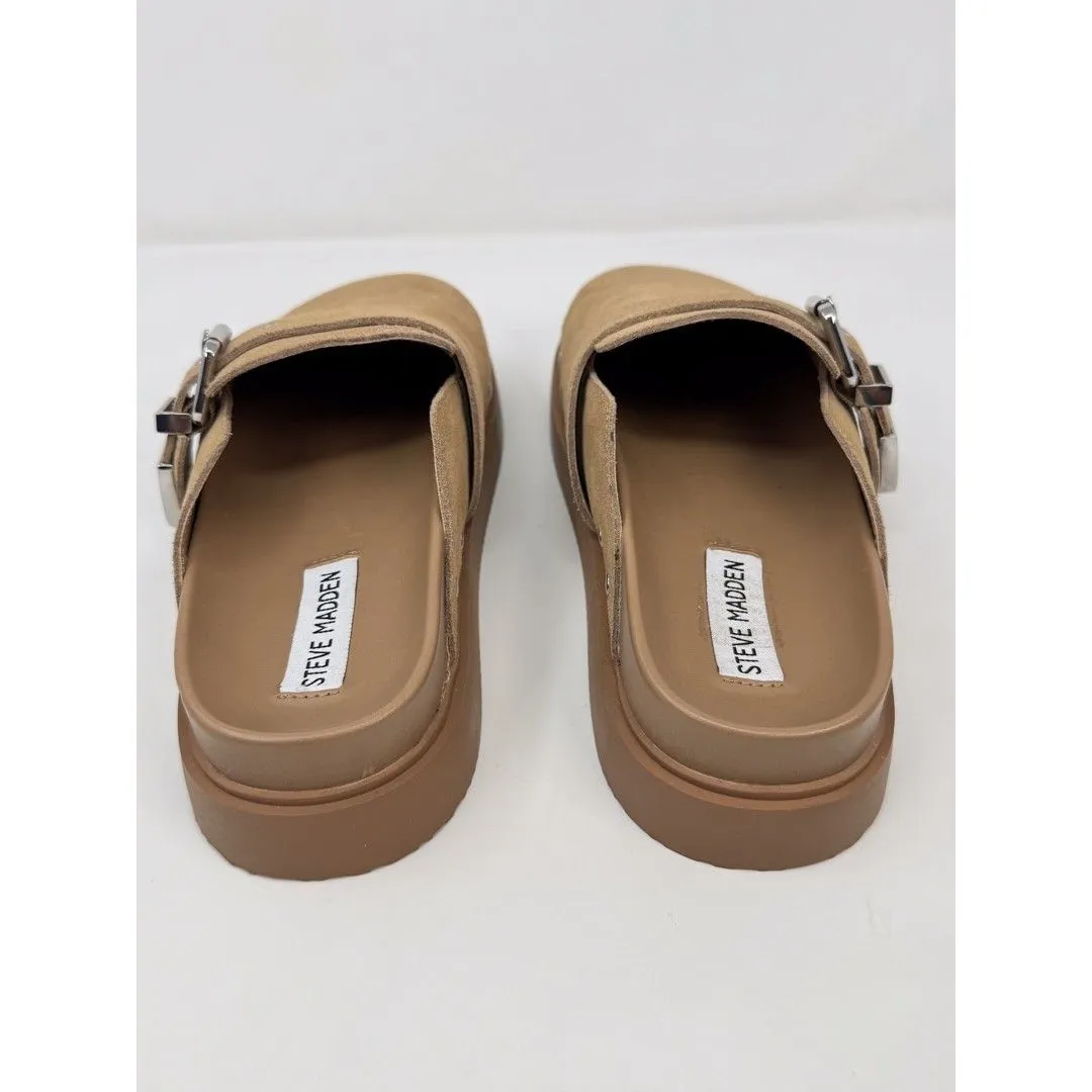 Steve Madden Cherrie Women Sandals Brown Suede Platform Clog Buckle Slip On US 8 - Image 9