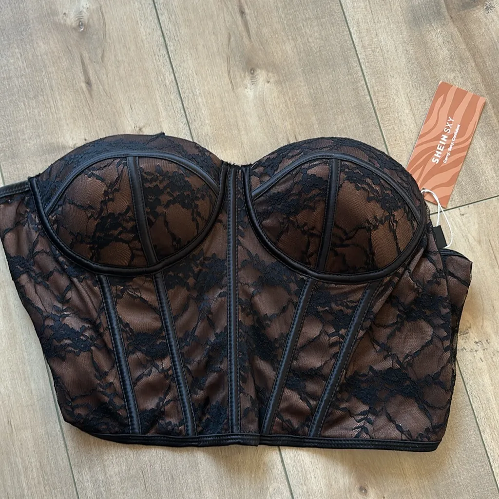 4/$25 NWT SHEIN Lace Bustier Corset Lace-Up Backless Shapewear Sexy Top Sz L - Image 8