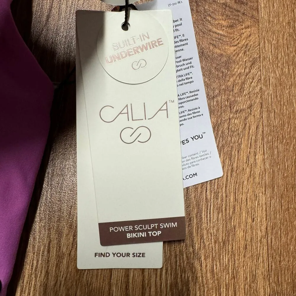 Calia by Carrie Underwood Power Sculpt Underwire Bikini Bathing Suit Top Size XS Purple - Image 4