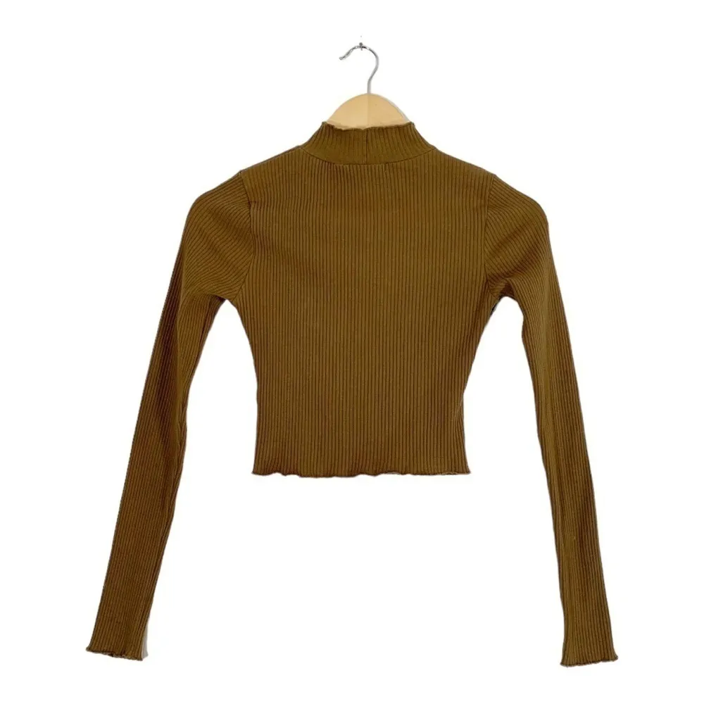 Good American High Neck Ribbed Knit Long Sleeve Top Size 0/XS - Image 3