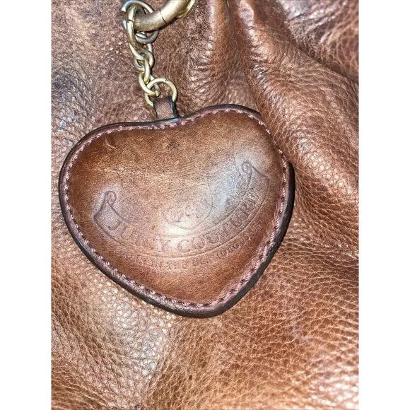 Vintage Y2K Juicy Couture Brown Leather Bag‎ Purse Logo Heart Meduim - Image 2