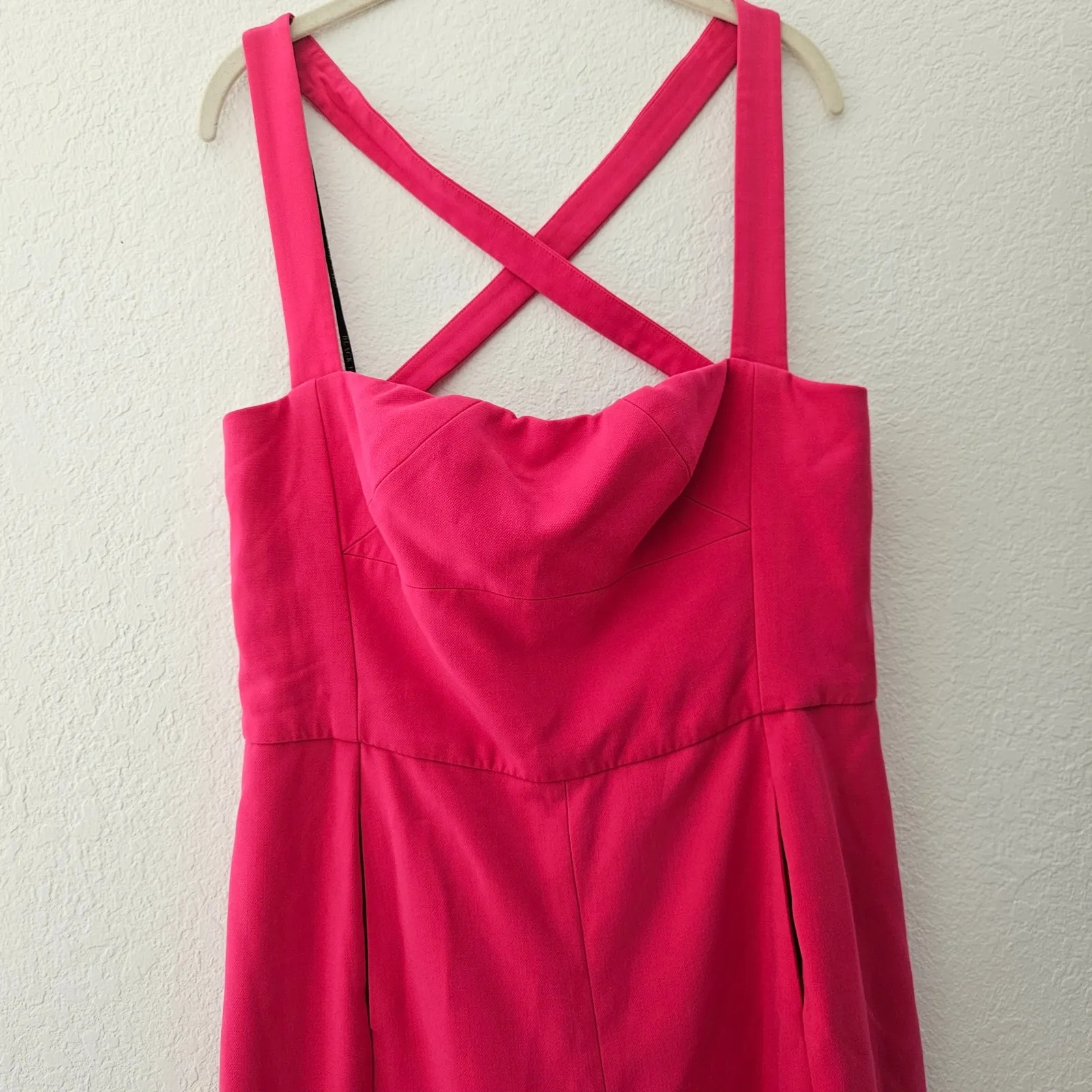 Black Halo Bene Crisscross‎ Cropped Pink Jumpsuit Size 16 - Image 5