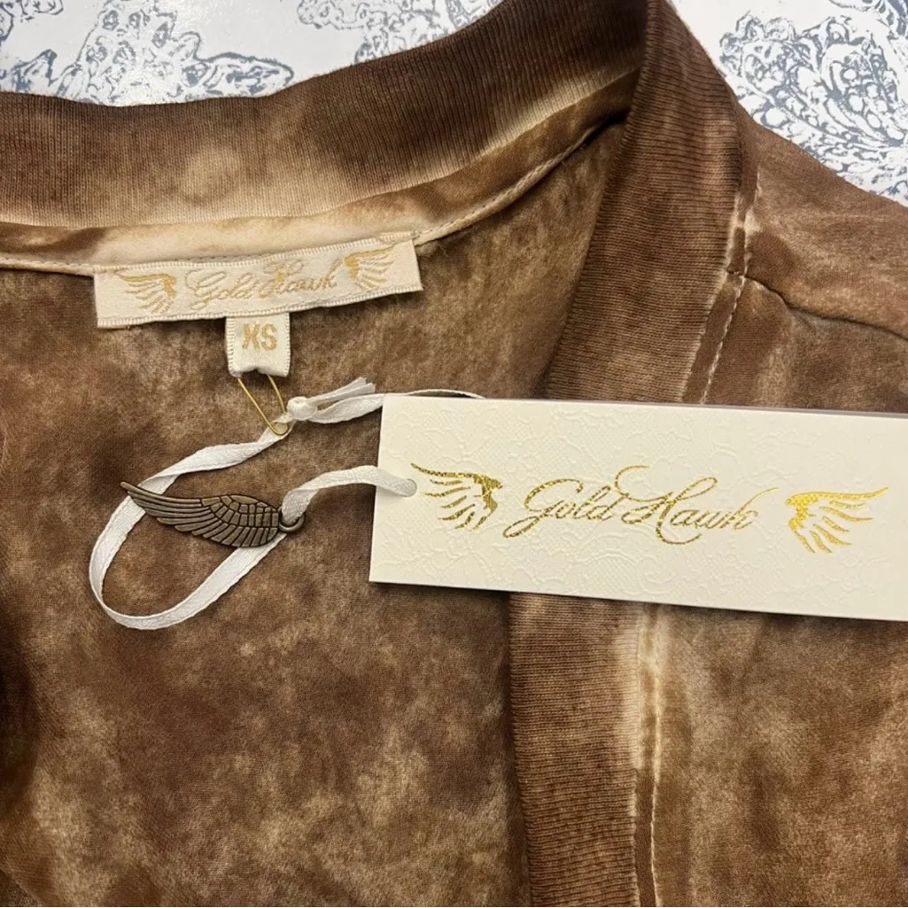 NWT Revolve x Gold Hawk 100% Silk Cardigan Pecan Brown Oversized Size XS - Image 2
